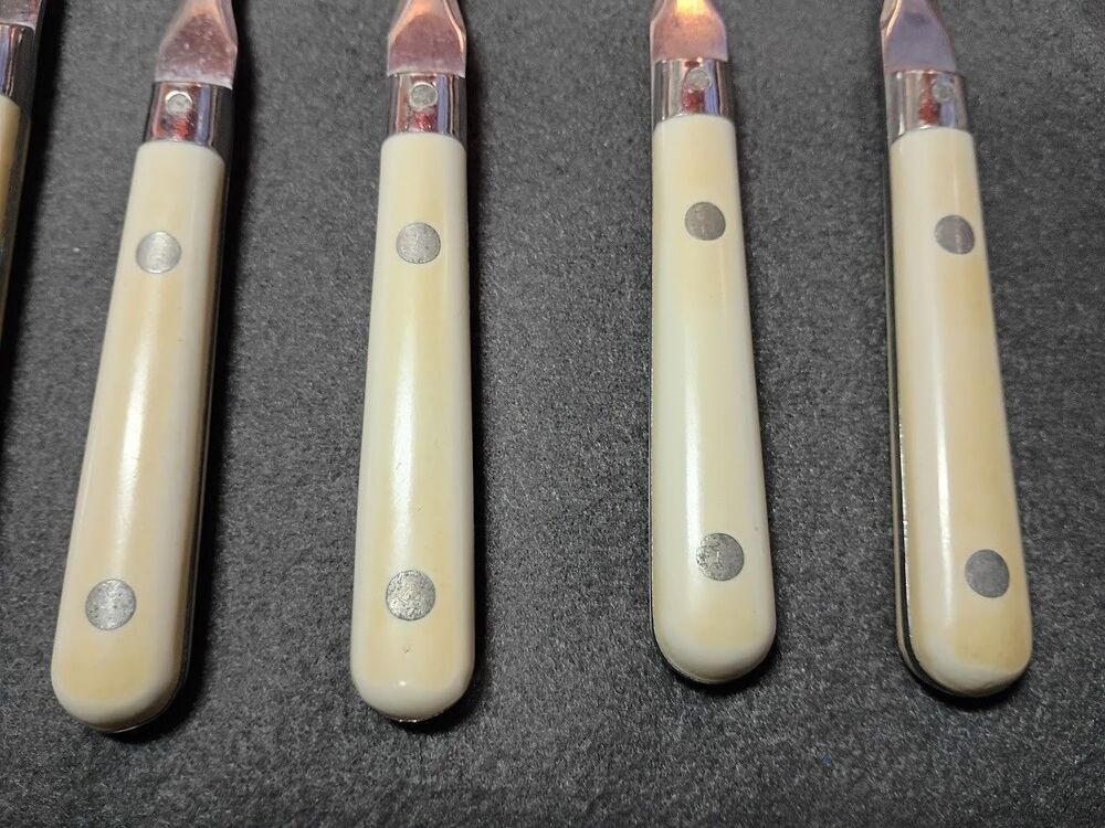 WF Mardi Gras Stainless Flatware Korea Ivory Handle 7pc Fork Spoon Set Vintage - Picture 8 of 10